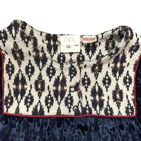 Zara | Blue Velvet Batik Dress (4-5 yrs) 💙 - Picture 2 of 5